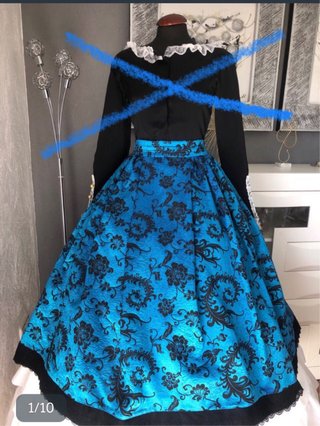 Falda Fallera/huertana  azul y negro OPORTUNIDAD