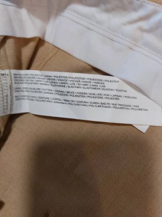 Pantaloni chino con lino beige donna MANGO