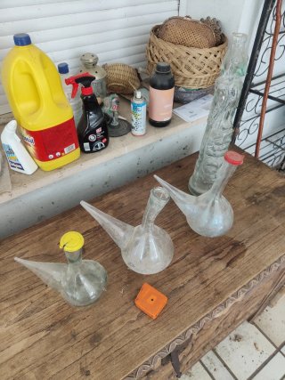 Lote 3 Porrones Vintage + Botella Cristal