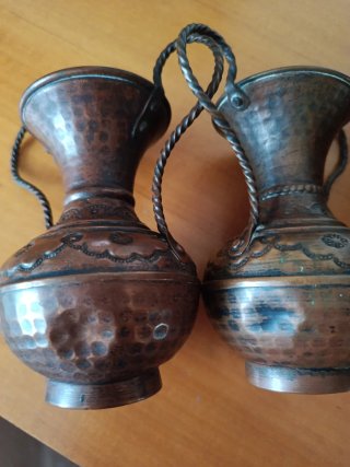 Lote 6 piezas cobre repujado antiguo/vintage
