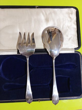 Set di posate per insalata in argento 925/000, mai usate