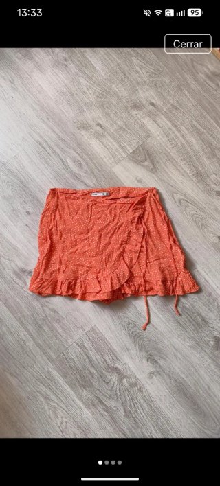 Falda pantalón naranja con lunares