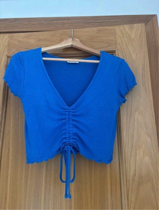 Top Brownie fruncido azul Talla XS-S