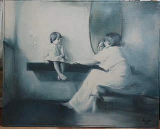 Cuadro al óleo Madre e hija