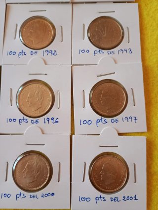 Lote serie completa monedas 100 pesetas