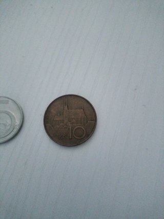 Monedas República Checa 5 Kč 1993 y 10 Kč 1994