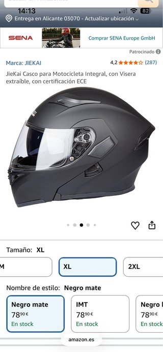 Casco Integral Moto JIEKAI Negro Mate XL