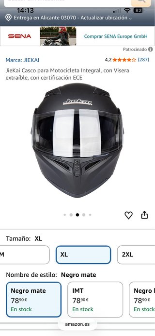 Casco Integral Moto JIEKAI Negro Mate XL