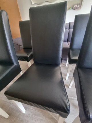 Juego de 6 Sillas Negras con Patas Blancas
