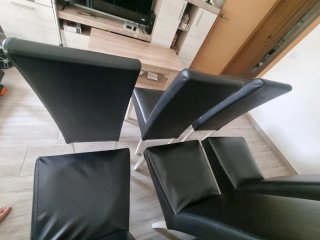 Juego de 6 Sillas Negras con Patas Blancas