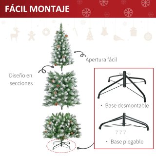 Árbol de Navidad con piñasvy efecto nevado natural
