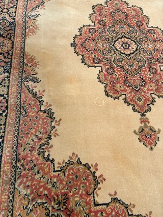 Alfombra antigua 240x165cm lana beige/rojo