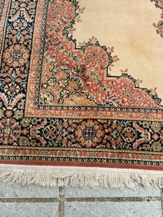 Alfombra antigua 240x165cm lana beige/rojo