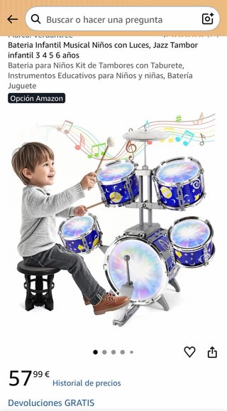 Batería Infantil Musical con Luces