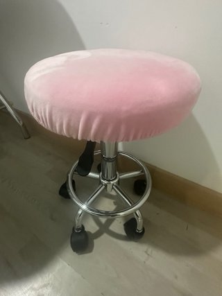 Taburete giratorio blanco   hudraulico con ruedas