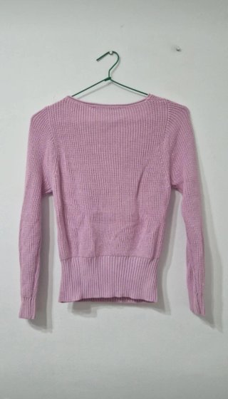 Jersey Zara punto escote pico rosa