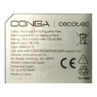 Batería Conga Rockstar RX70 AquaPet Flex 33,6V