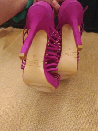 Sandalias Zara Fucsias Tacon Alto