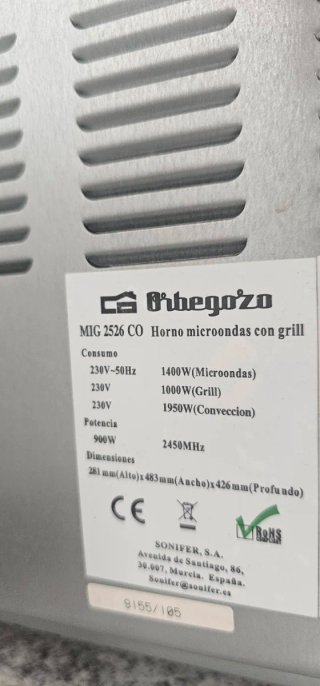 Horno Microondas Orbegozo MIG 2526