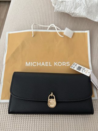 Cartera Michael Kors Hamilton Negra con Logo Dorad