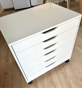 Cajonera ALEX blanca con ruedas 67x66 cm