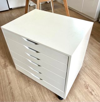 Cajonera ALEX blanca con ruedas 67x66 cm