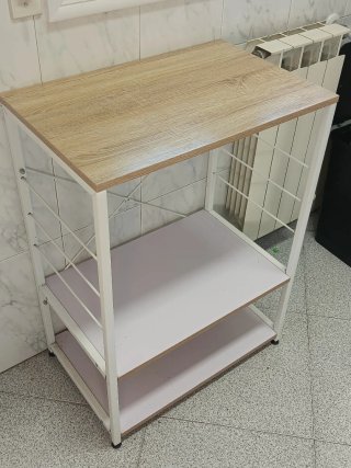 Mueble auxiliar cocina 2 estantes madera y metal