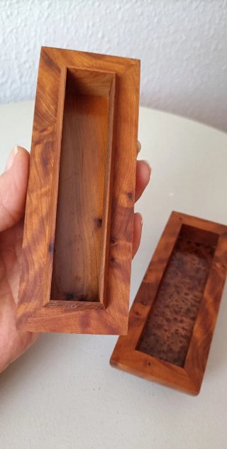 Estuche y dados madera Thuya vintage