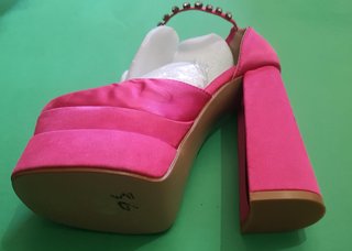 Tacones Plataforma Doble Fucsia Satinados