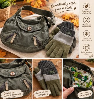 Bolso y guantes de otoño estilo casual