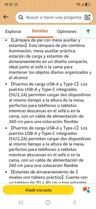 Lámpara de pie con mesa auxiliar nuevo a estrenar
