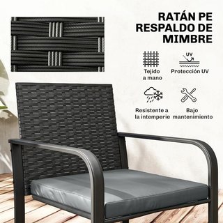 Set da Giardino in Rattan 2 Sedie con Cuscini e Tavolo