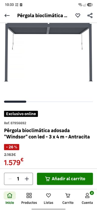 Pérgola Aluminio Windsor 3x4m antrazita nuevo