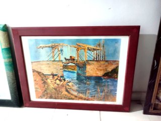 Lote 4 Cuadros Vintage Papel Madera