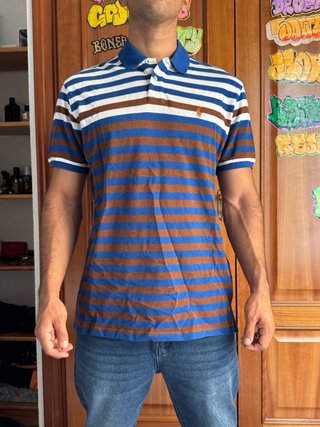 Polo Ralph Lauren Raya Azul Marrón Talla xxl