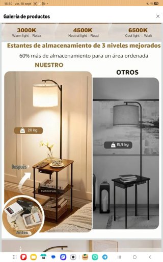 Lámpara de pie con mesa auxiliar nuevo a estrenar