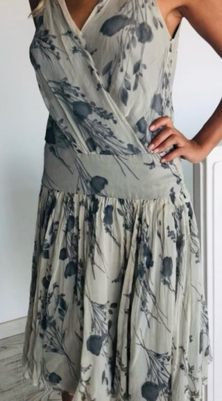 Vestido Zara gris gasa estampado floral