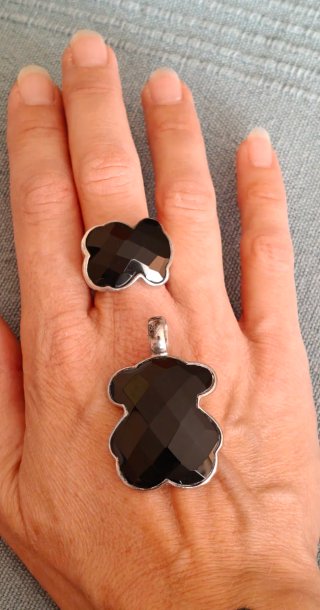 Colgante y Anillo Tous Oso Onix
