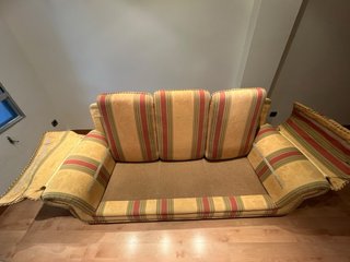Sofá 3 plazas Milani rojo y amarillo