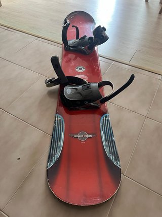 Tabla de Snowboard Roja con Fijaciones y Bolsa
