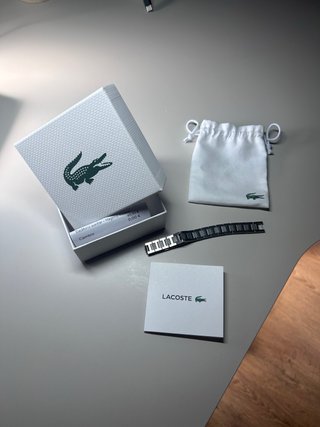 Pulsera Lacoste Negra y Plateada