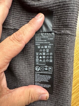 Cárdigan AllSaints Lana Merino Gris Talla XL