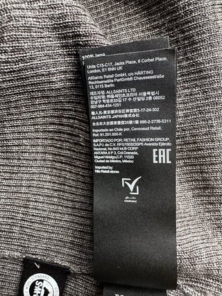 Cárdigan AllSaints Lana Merino Gris Talla XL