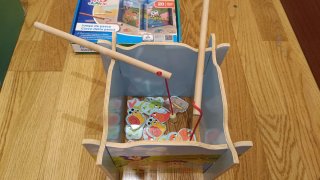 Juego de pesca magnético infantil de madera