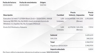 Slimbook Executive 16 i7 RTX 4060 32GB RAM 500 GB