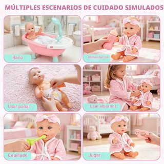 Bañera de juguete deAO con muñeca y accesorios