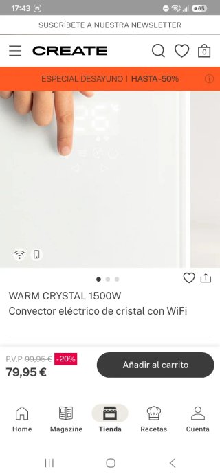 NUEVO Calefactor CREATE WARM CRYSTAL 1500W