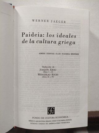 Libro Paideia: Los Ideales de la Cultura...