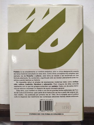 Libro Paideia: Los Ideales de la Cultura...