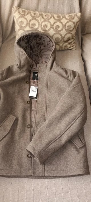 Parka de lana marrón/gris